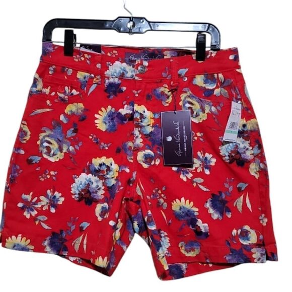 Gloria Vanderbilt Women's Red Floral Flex Stretch Shorts Size 8 NWT - Picture 5 of 7